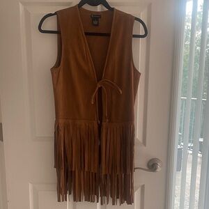 New Directions Brown Fringe Vest